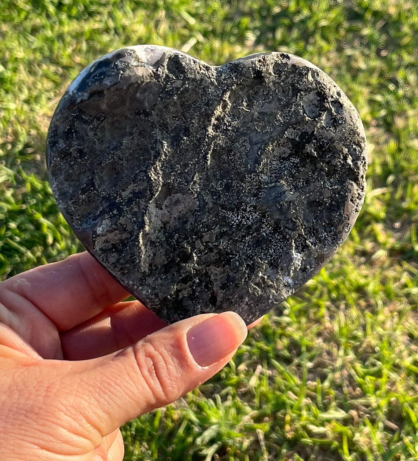 Amethyst Heart with Delicate Calcite Flowers