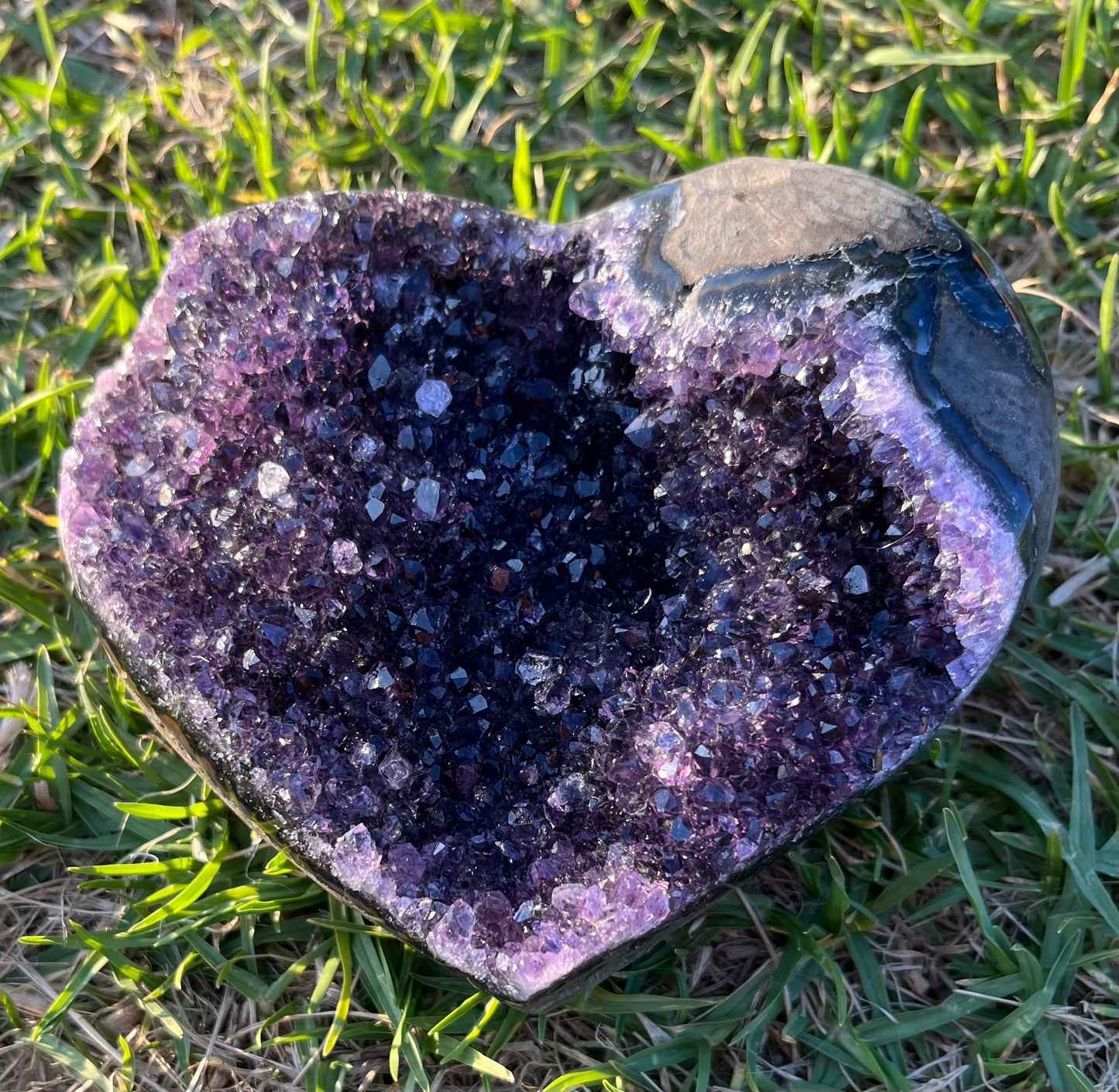 Amethyst Heart with Matrix and Purple Agate