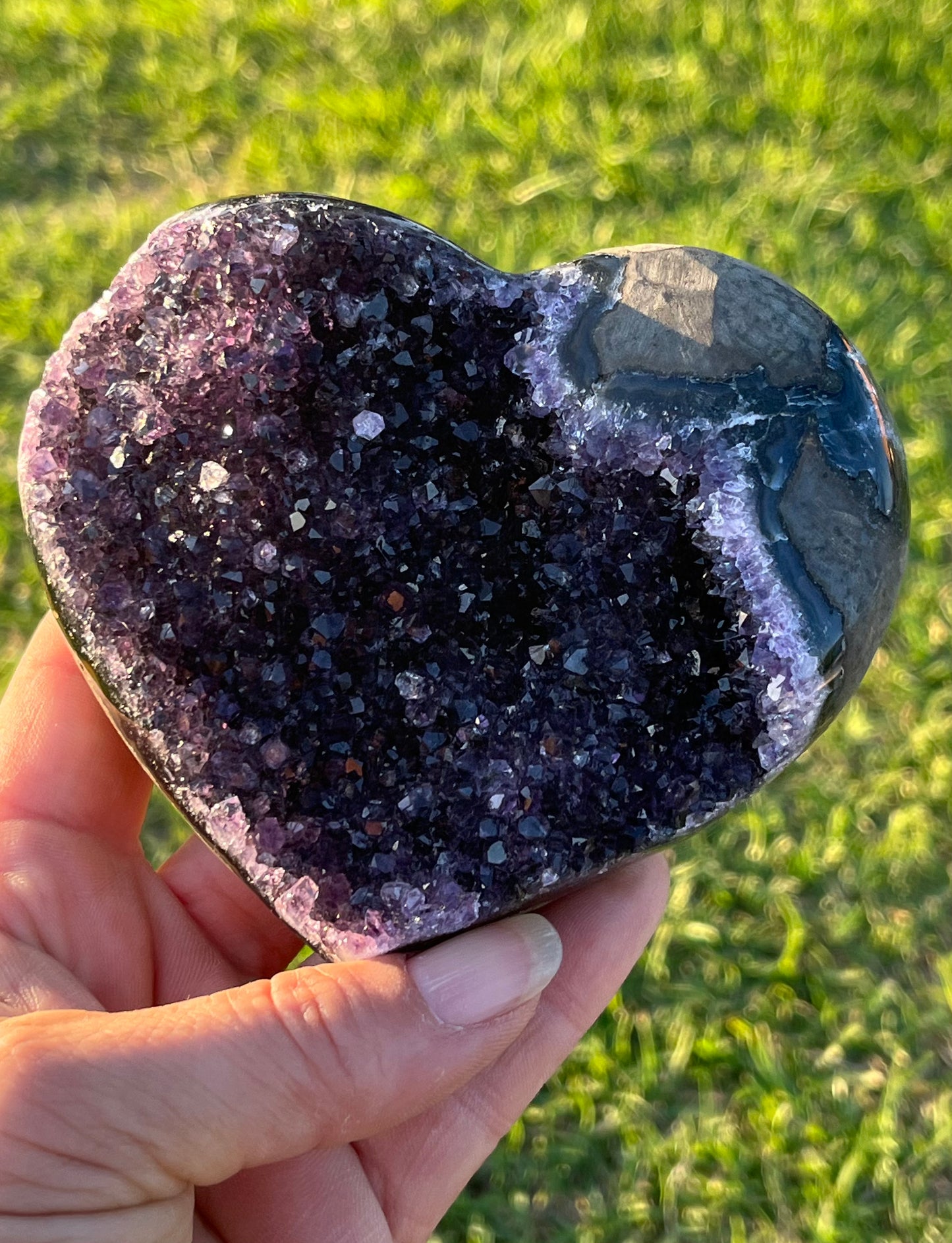 Amethyst Heart with Matrix and Purple Agate