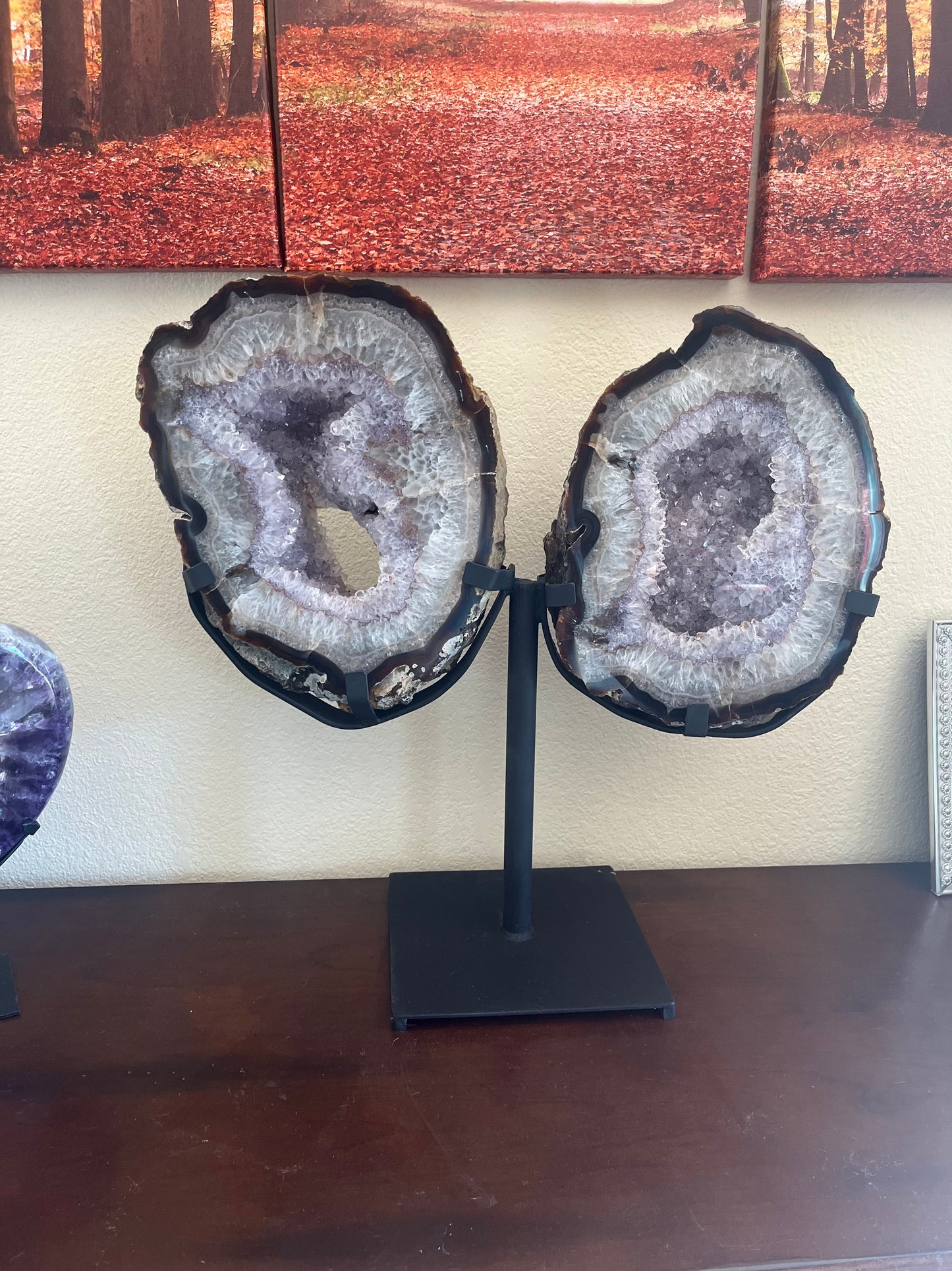 Stunning Druzy Red Agate and Purple Amethyst Wings