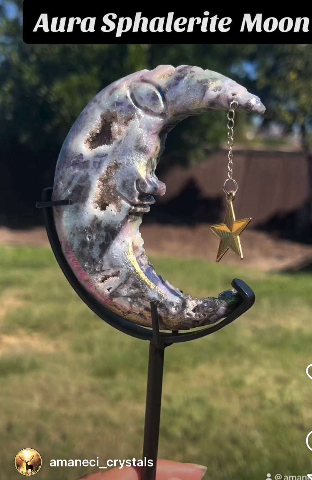 Aura Sphalerite Moon with Dangling Star