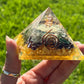 Orgone Pyramid Citrine, Yellow Quartz, Garnet & Green Aventurine