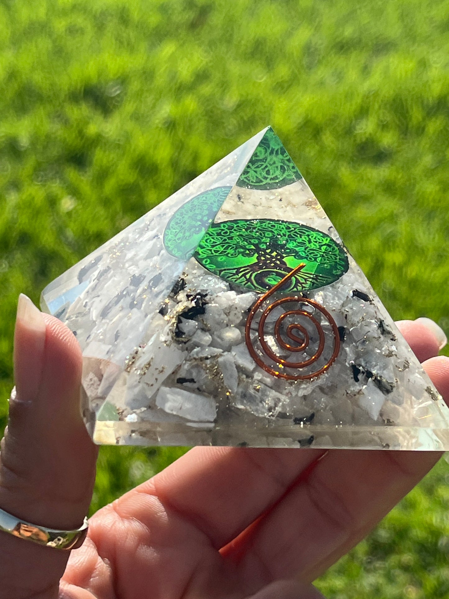 Orgone Pyramid Rainbow Moonstone