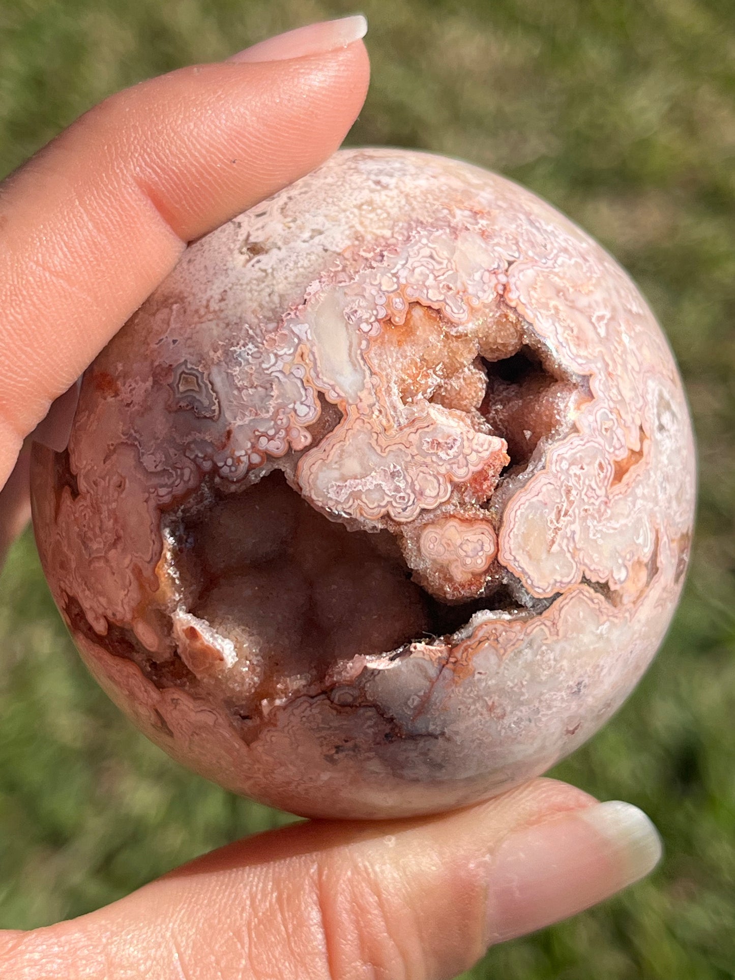 Pink Amethyst/Crazy Lace Agate Sphere