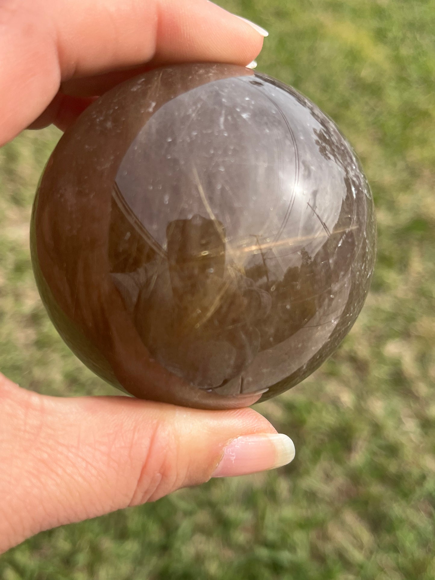 AAA Smoky Quartz with Golden Rutile Sphere