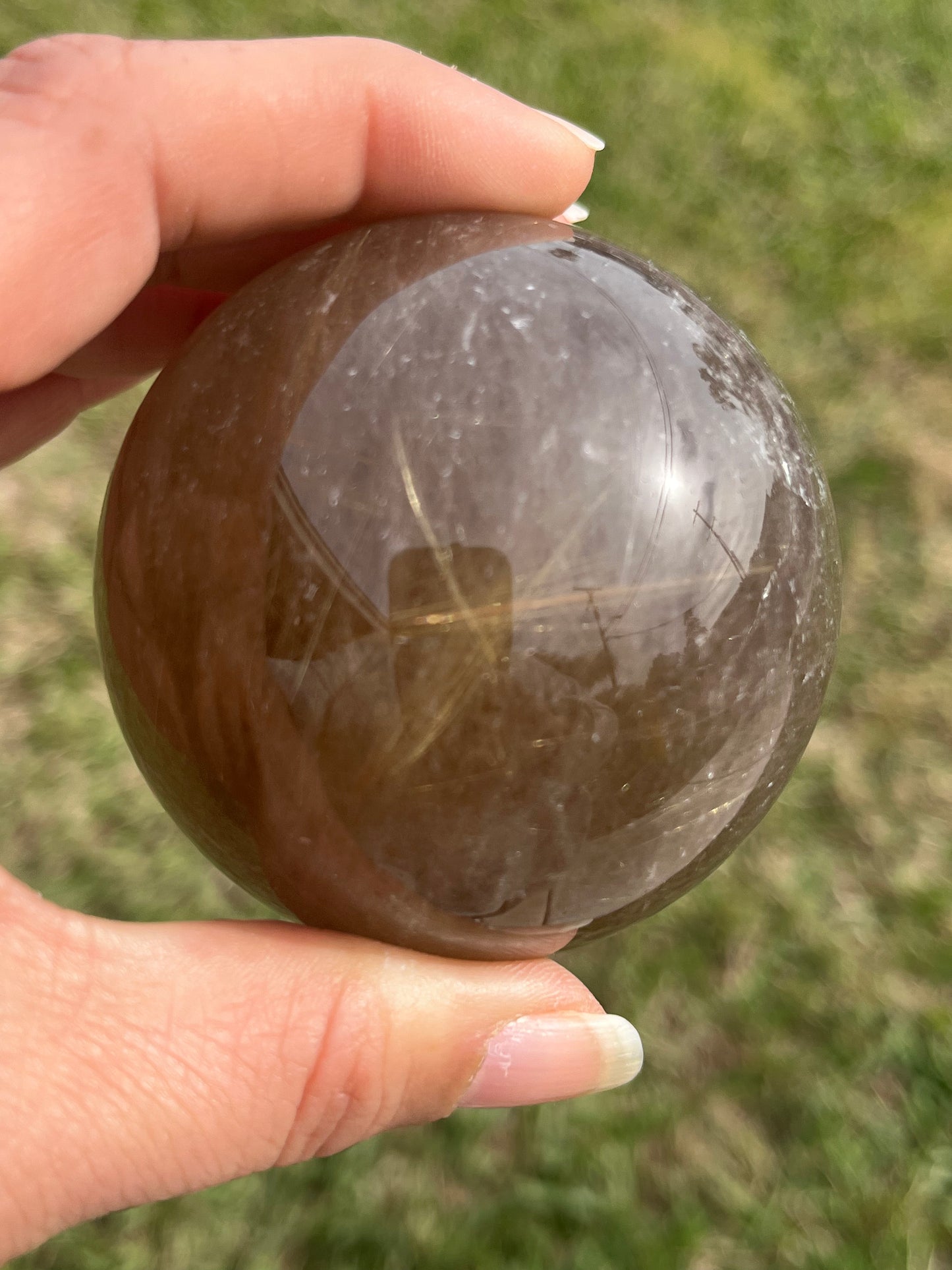 AAA Smoky Quartz with Golden Rutile Sphere