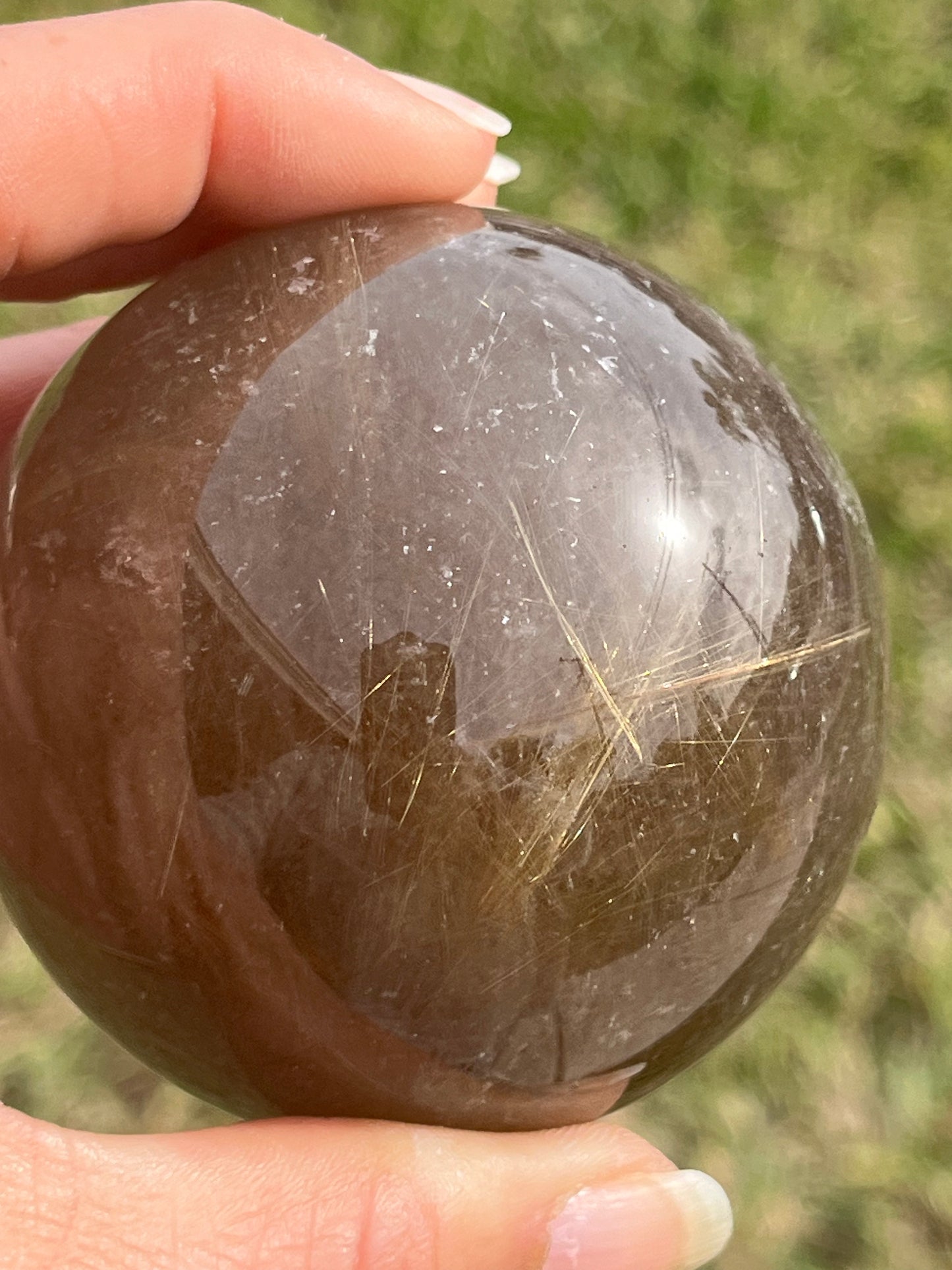 AAA Smoky Quartz with Golden Rutile Sphere