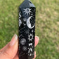 Black Obsidian Silver Etched Obelisk