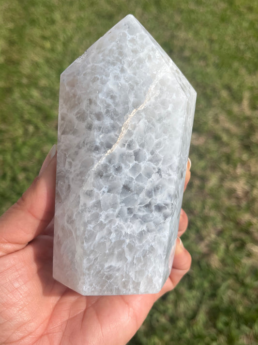 White druzy Agate and Quartz Tower