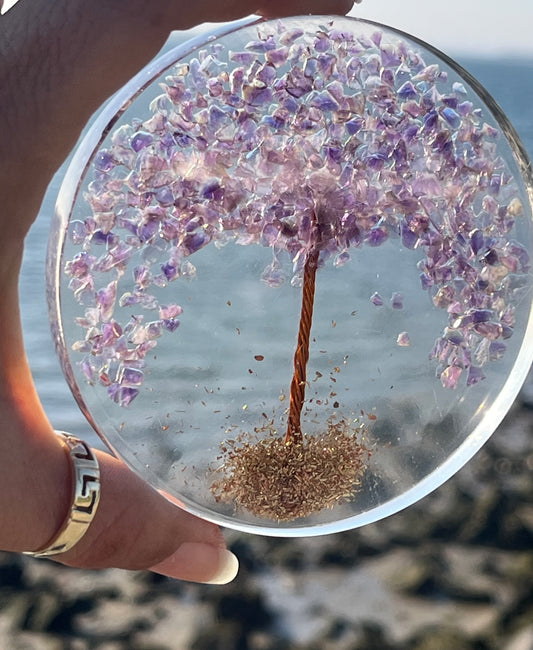 Orgone Amethyst Tree of Life Coaster