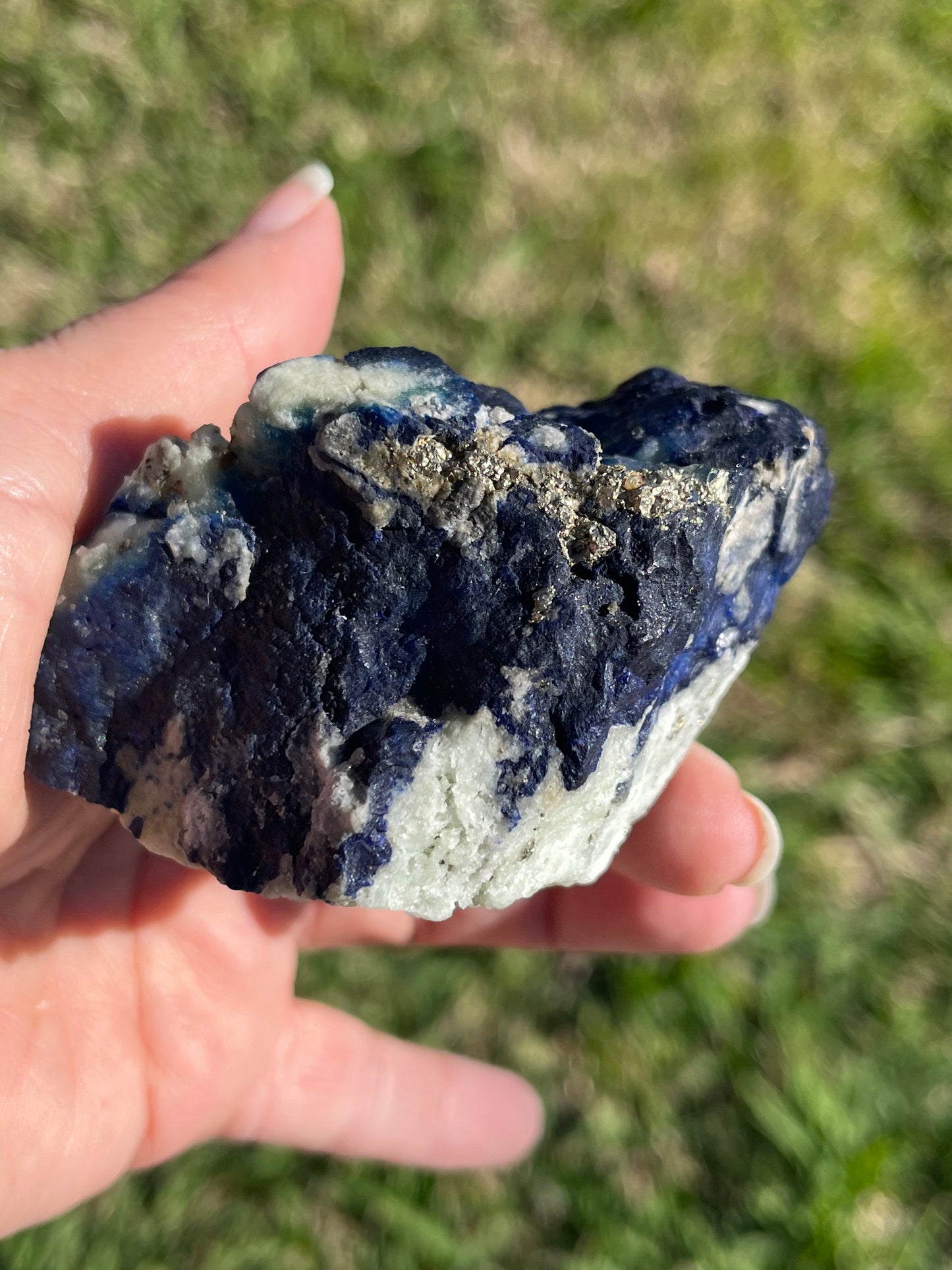 Blue Azurite with pyrite