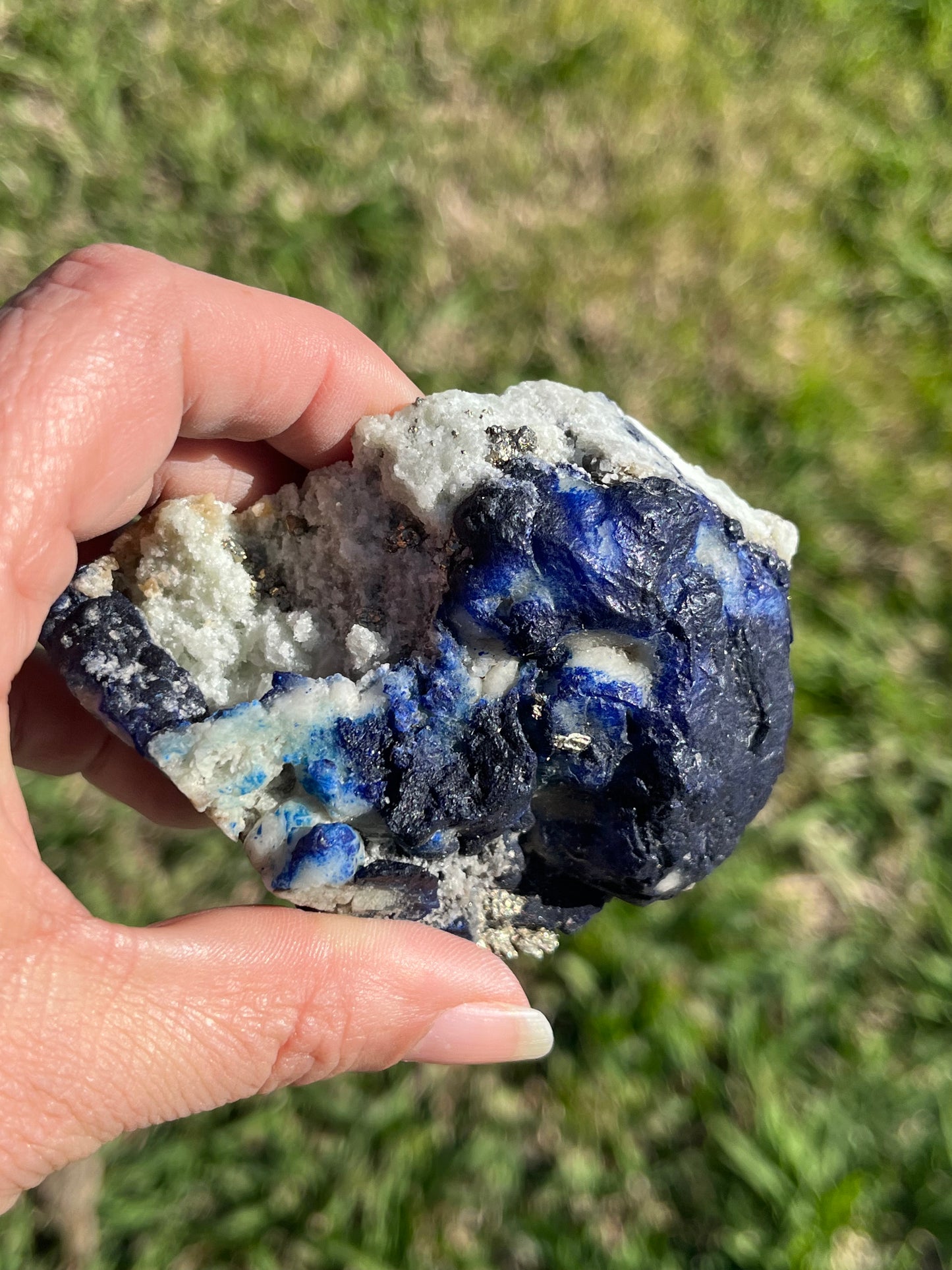 Blue Azurite with pyrite