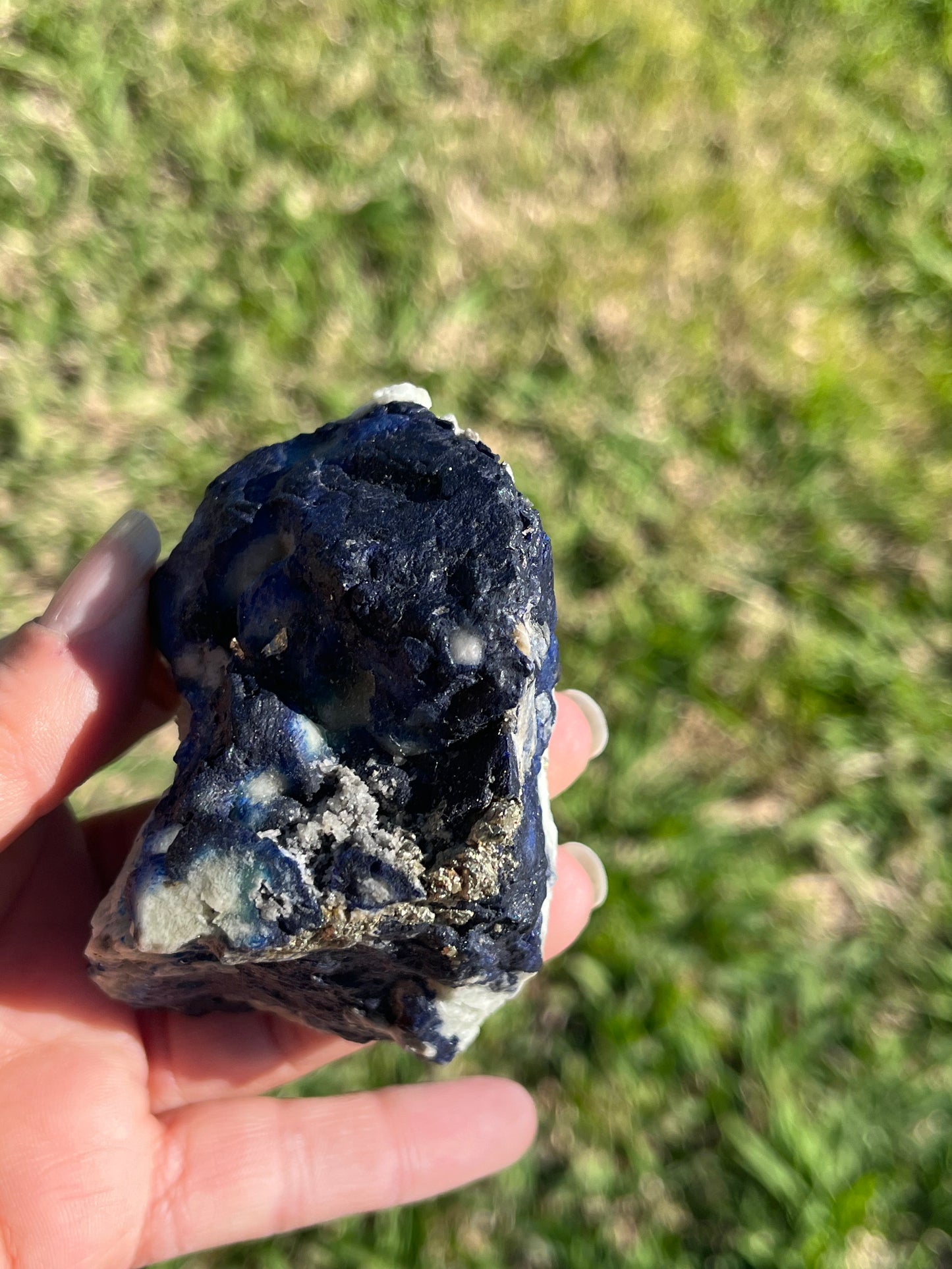 Blue Azurite with pyrite