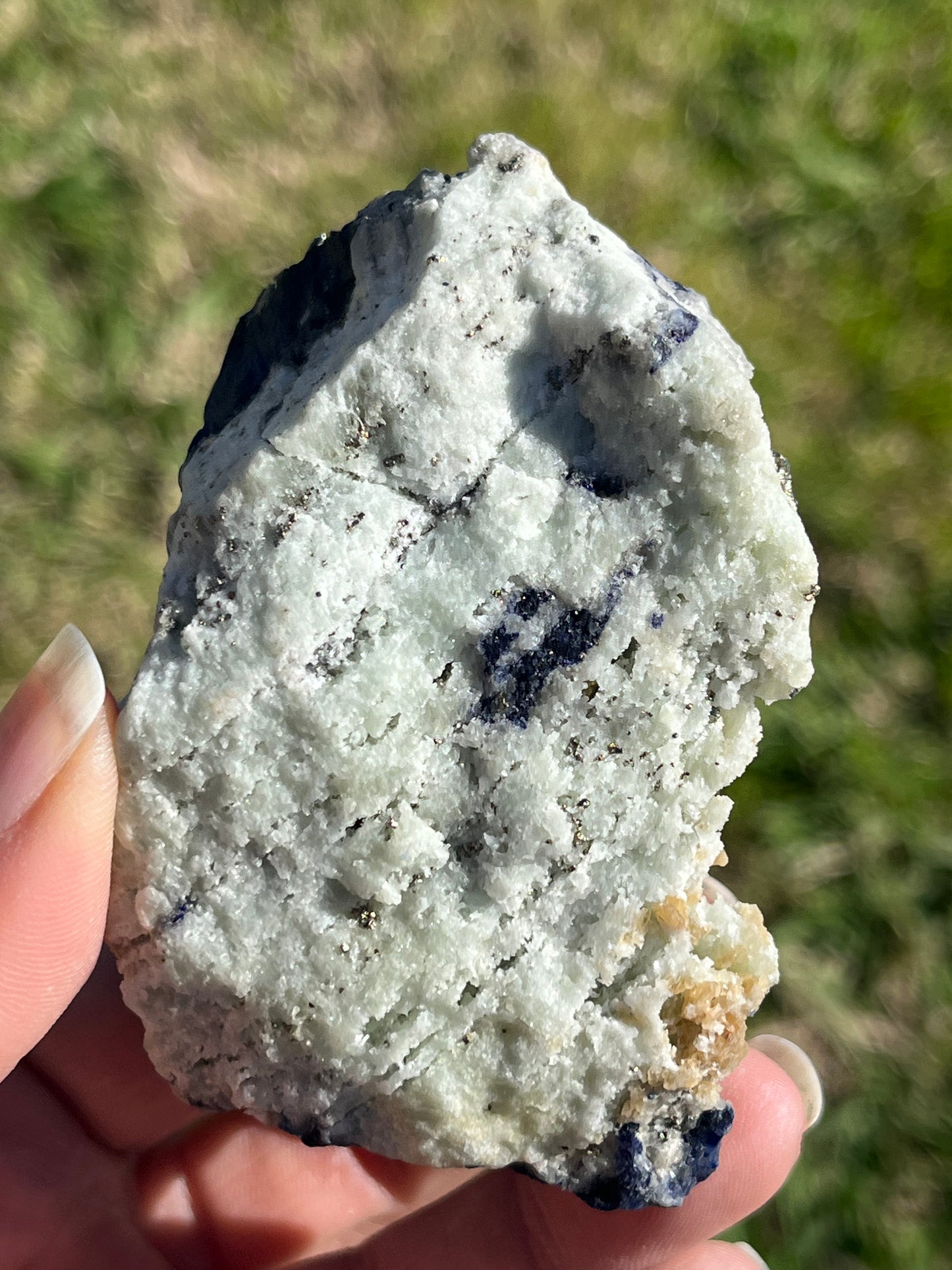 Blue Azurite with pyrite