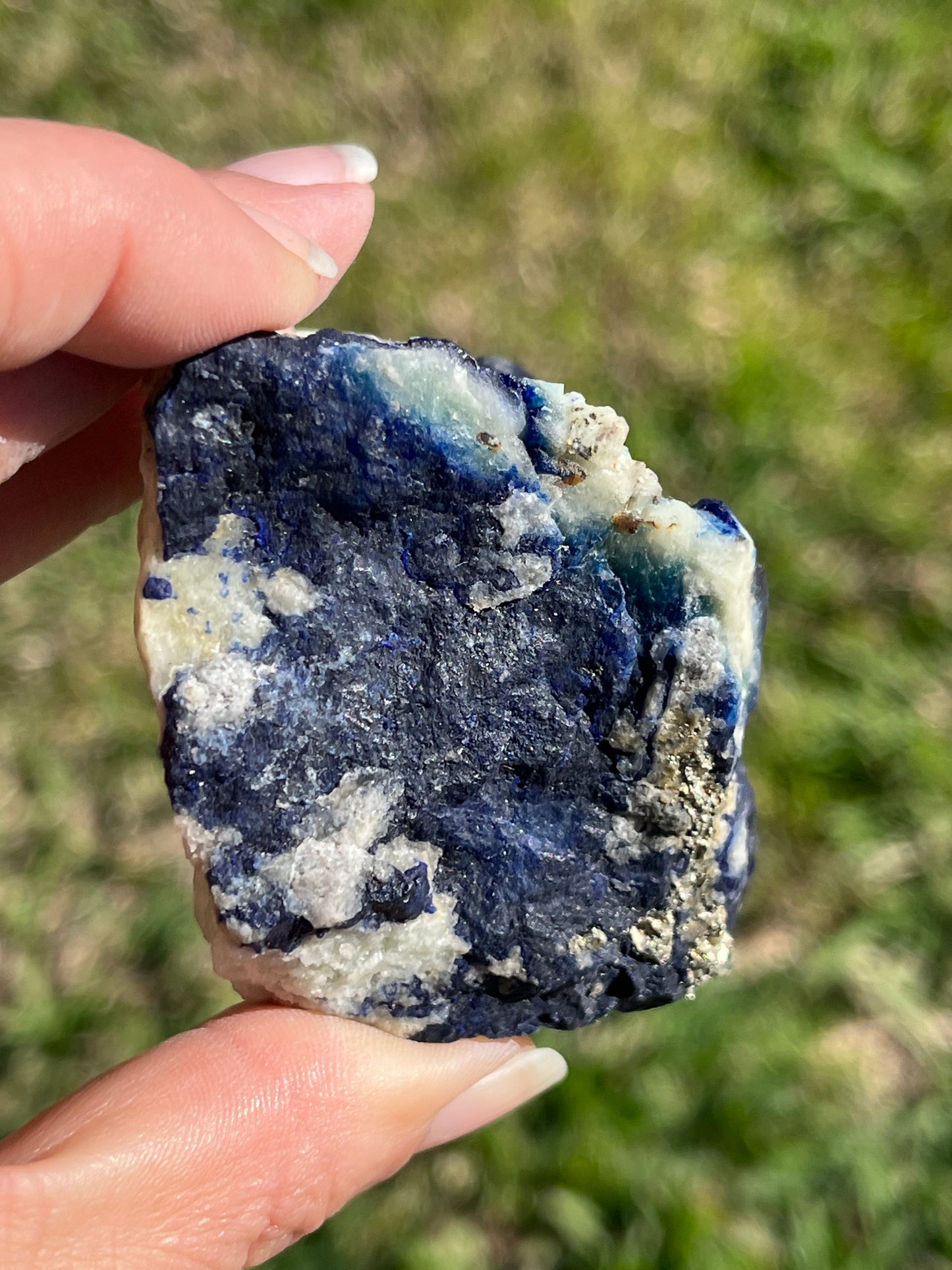 Blue Azurite with pyrite