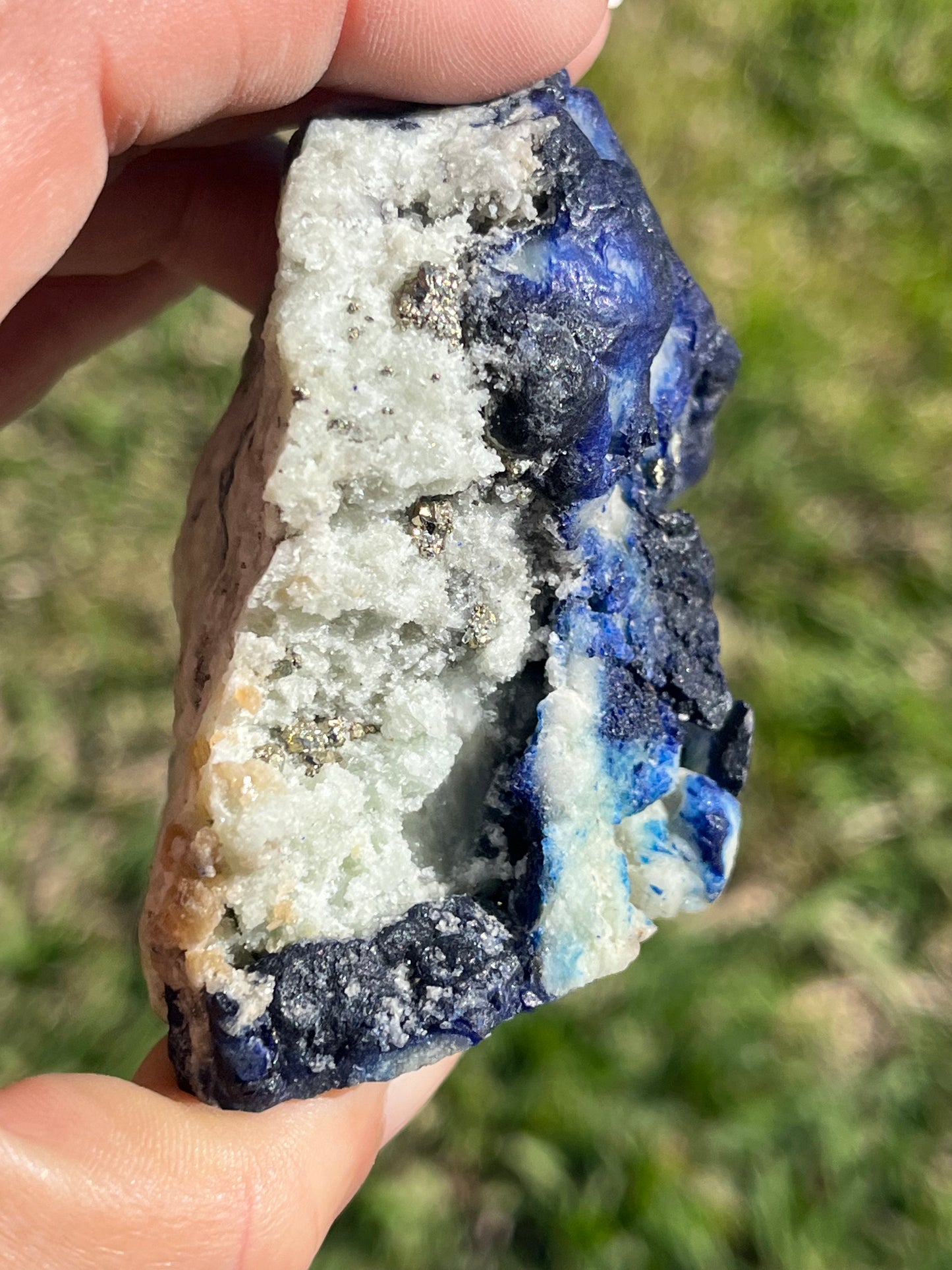 Blue Azurite with pyrite