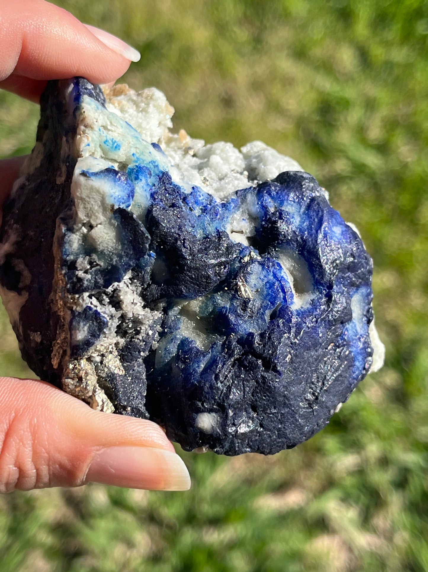 Blue Azurite with pyrite