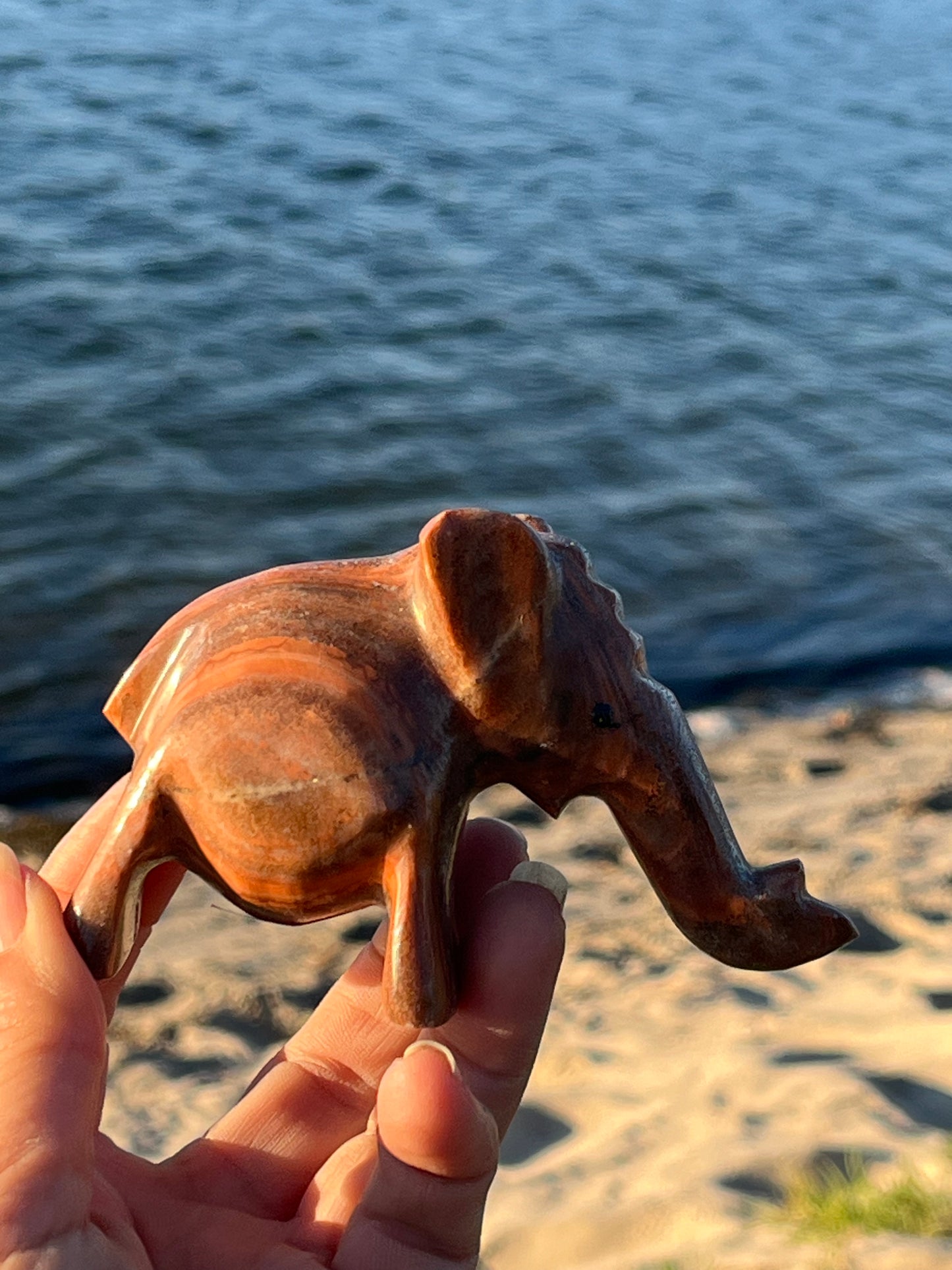 Banded Aragonite and Calcite Elephants