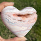 Pink Lace Agate Heart w/druzy