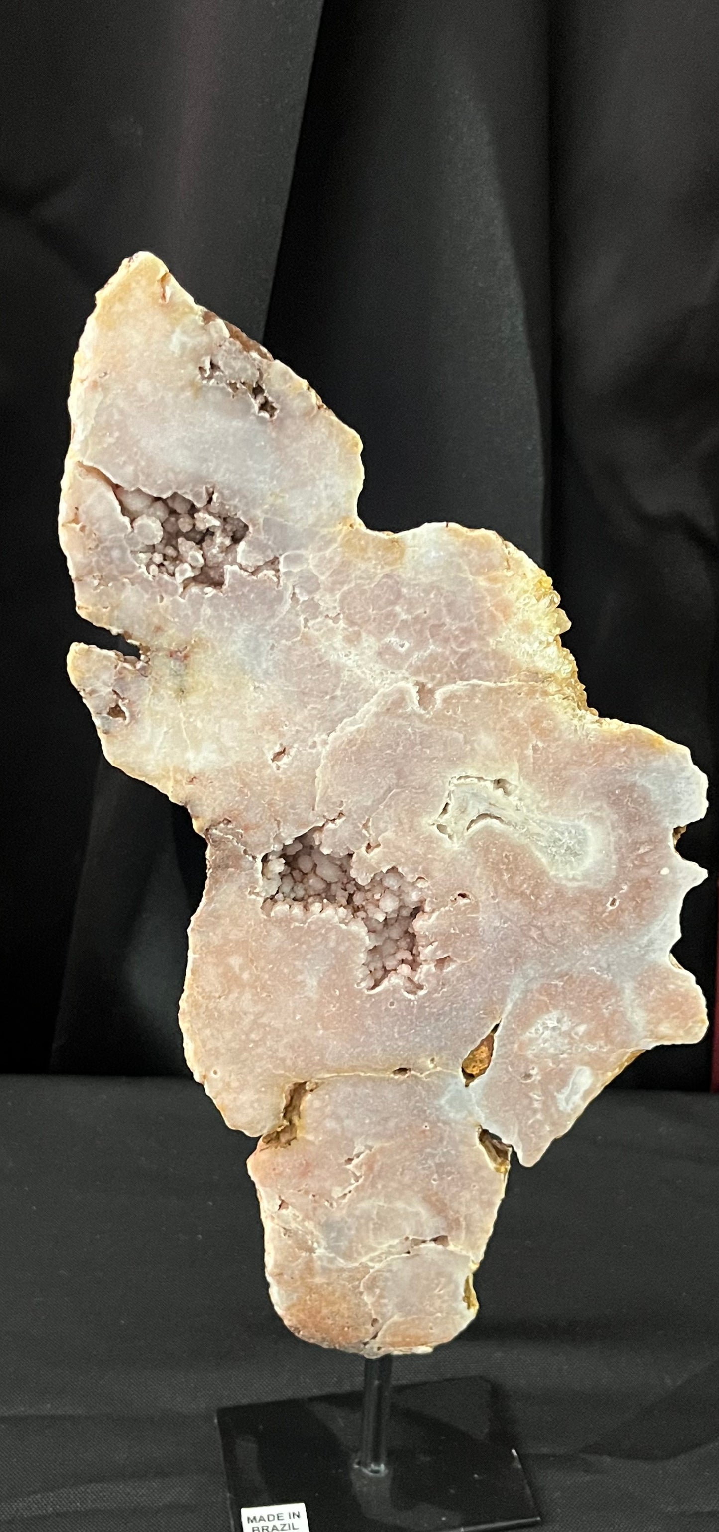 Pink Amethyst Slab on Black Metal Stand (med)