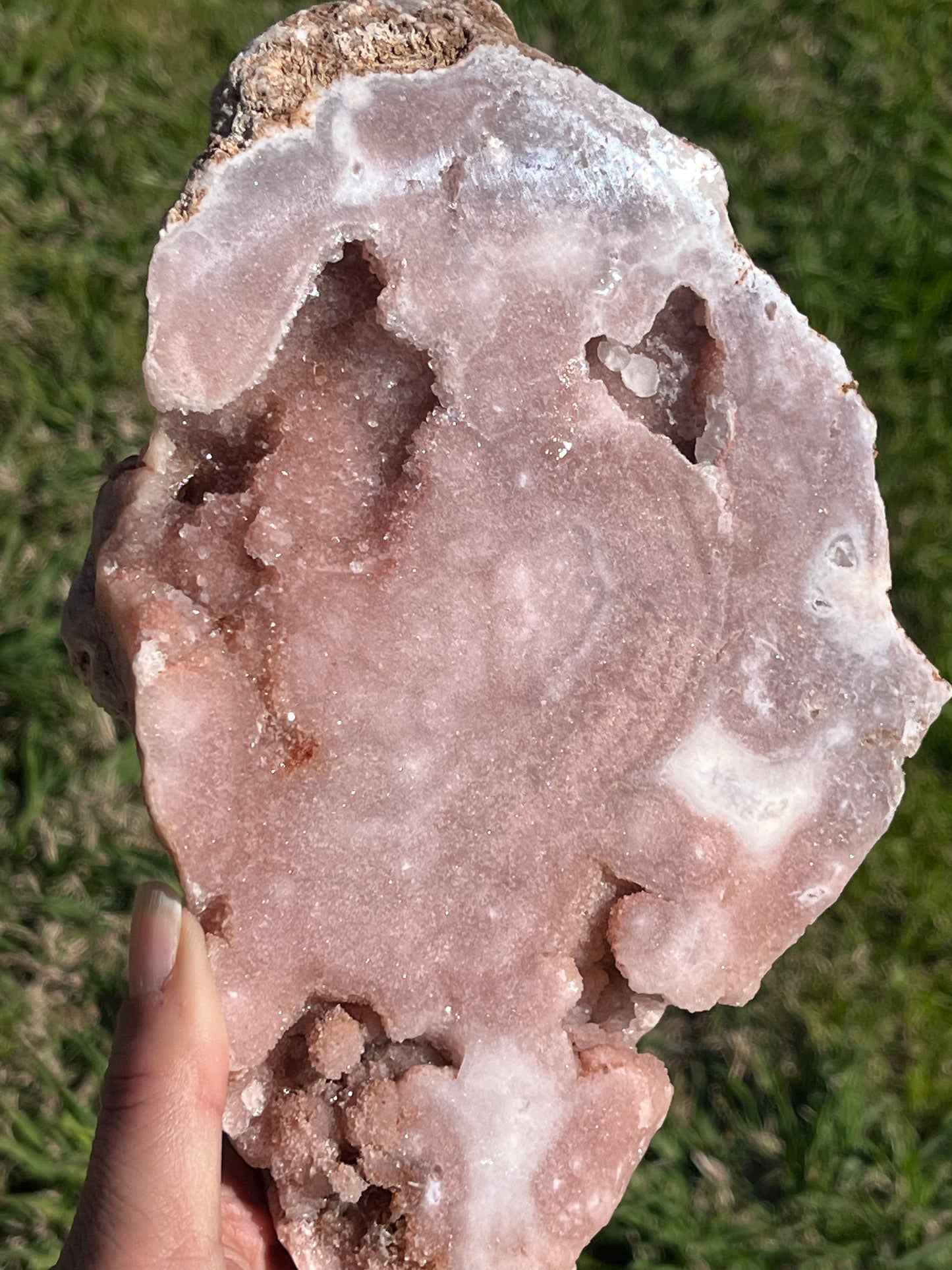 Pink Amethyst Slab on Black Metal Stand (Lg)