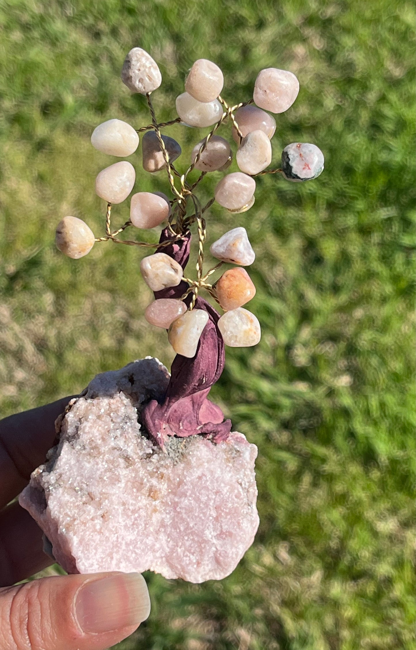 Bonsai Pink Amethyst Trees on Amethyst Base