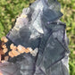 Rare Teal Blue with Purple Border Fluorite Specimen with Peach Stilbite