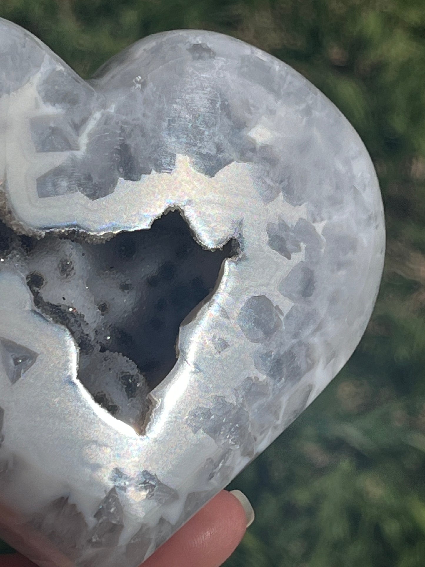 White Agate Heart on Stand