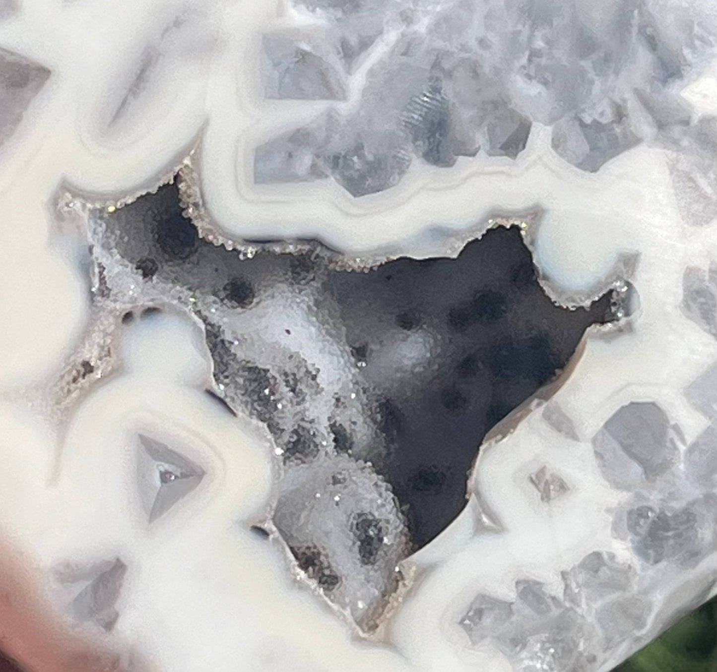 White Agate Heart on Stand