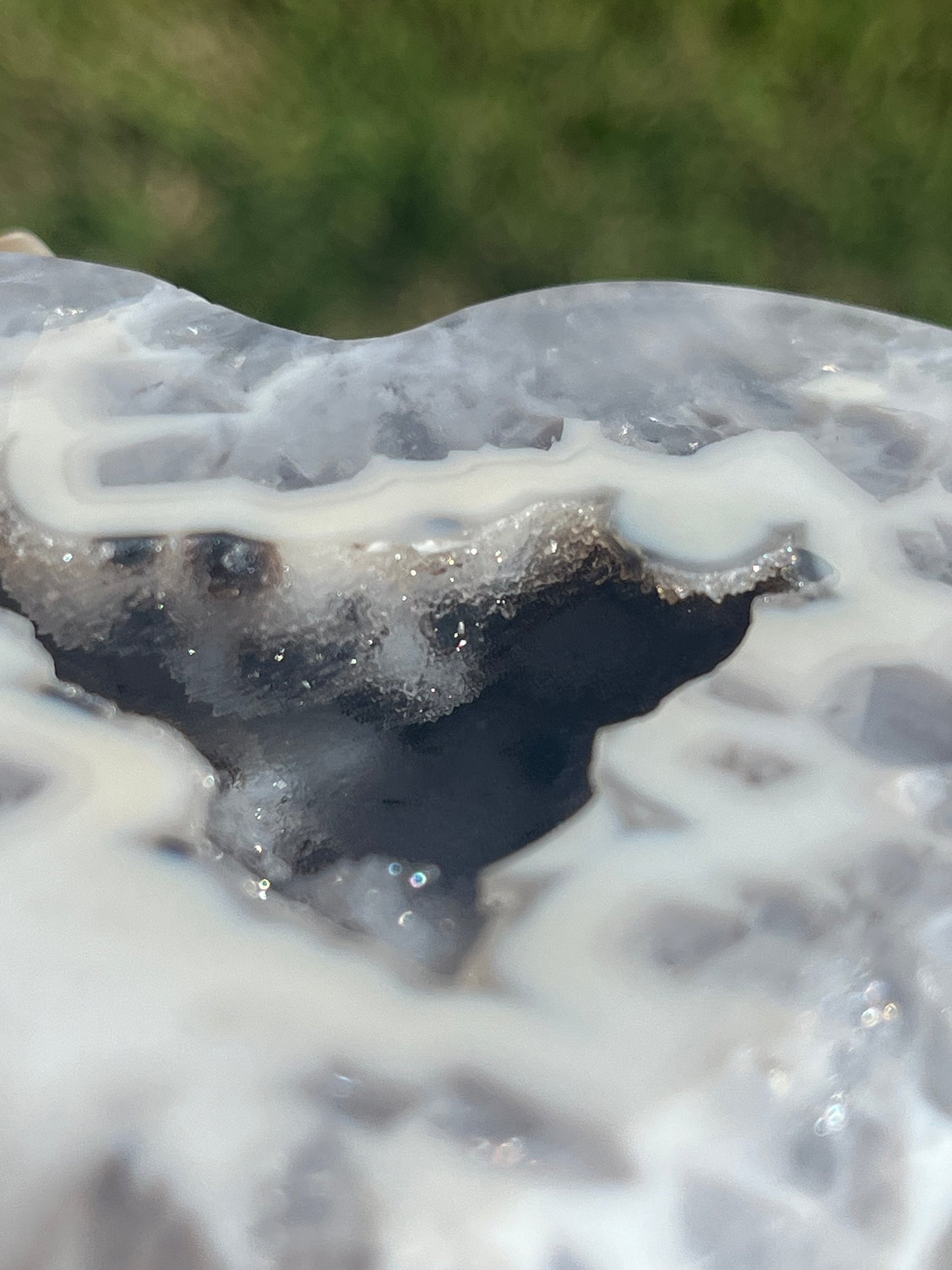 White Agate Heart on Stand