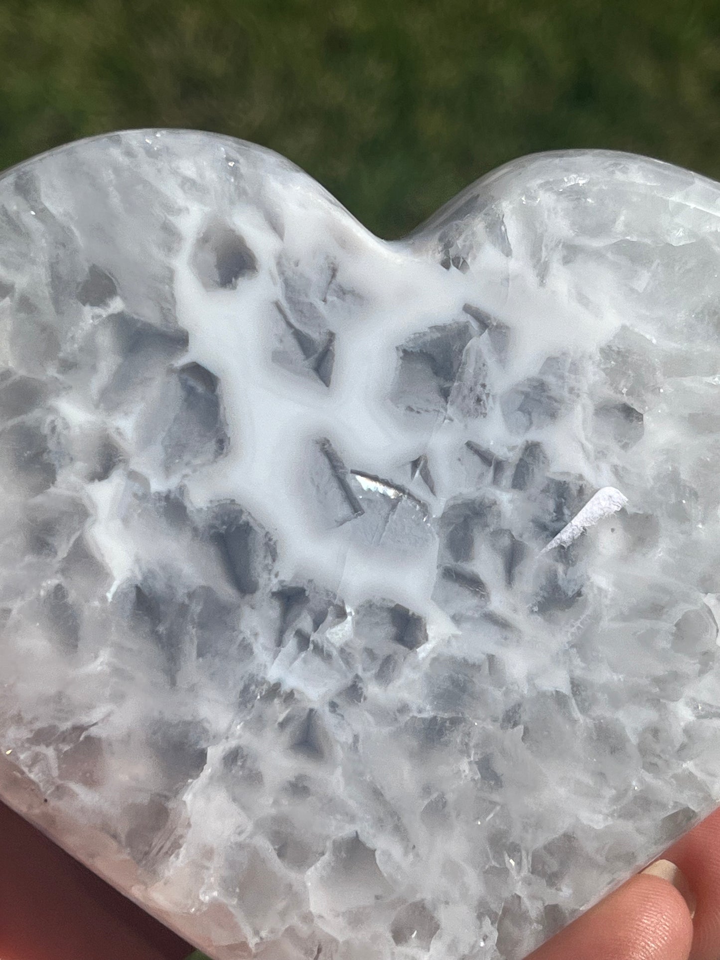 White Agate Heart on Stand