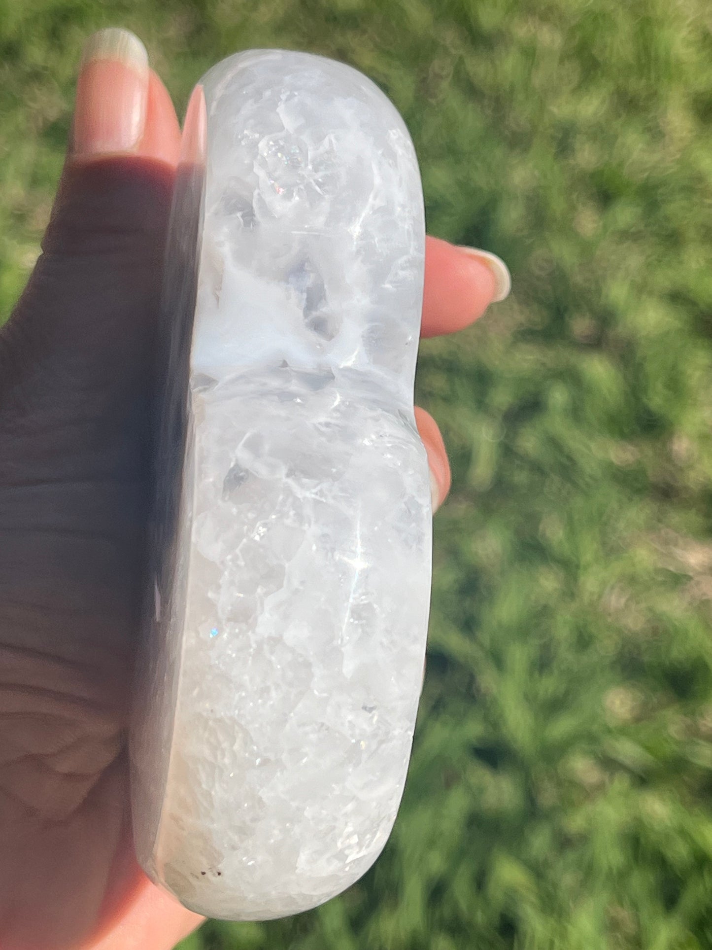 White Agate Heart on Stand