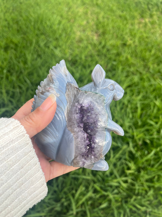 Large Blue and White Agate Squirrel from Brazil