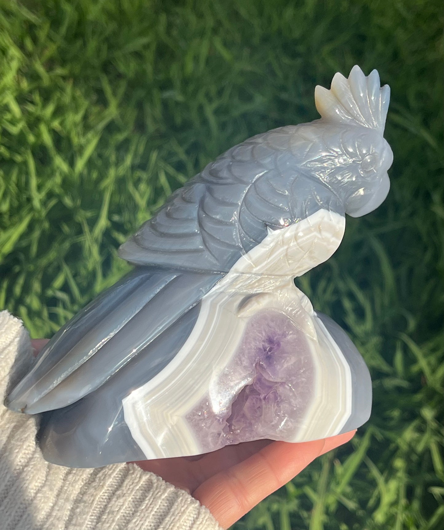 Agate and Amethyst Cockatoo Bird (XL) from Brazil