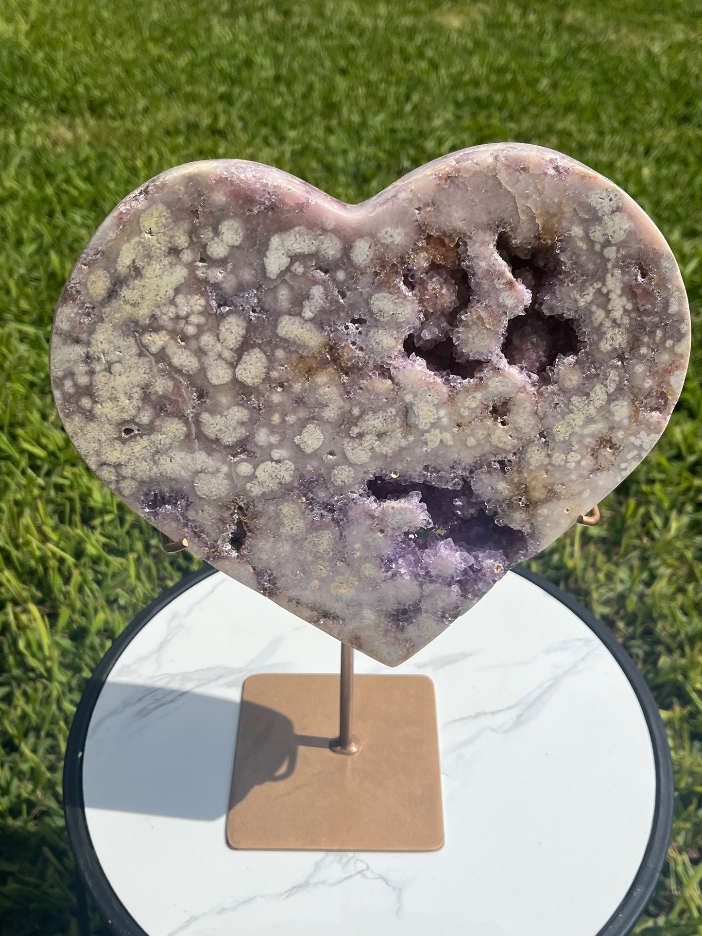 XXL Pink Amethyst with Druzy Amethyst Heart