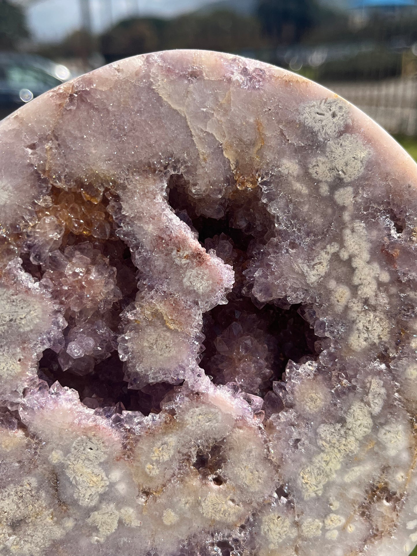 XXL Pink Amethyst with Druzy Amethyst Heart