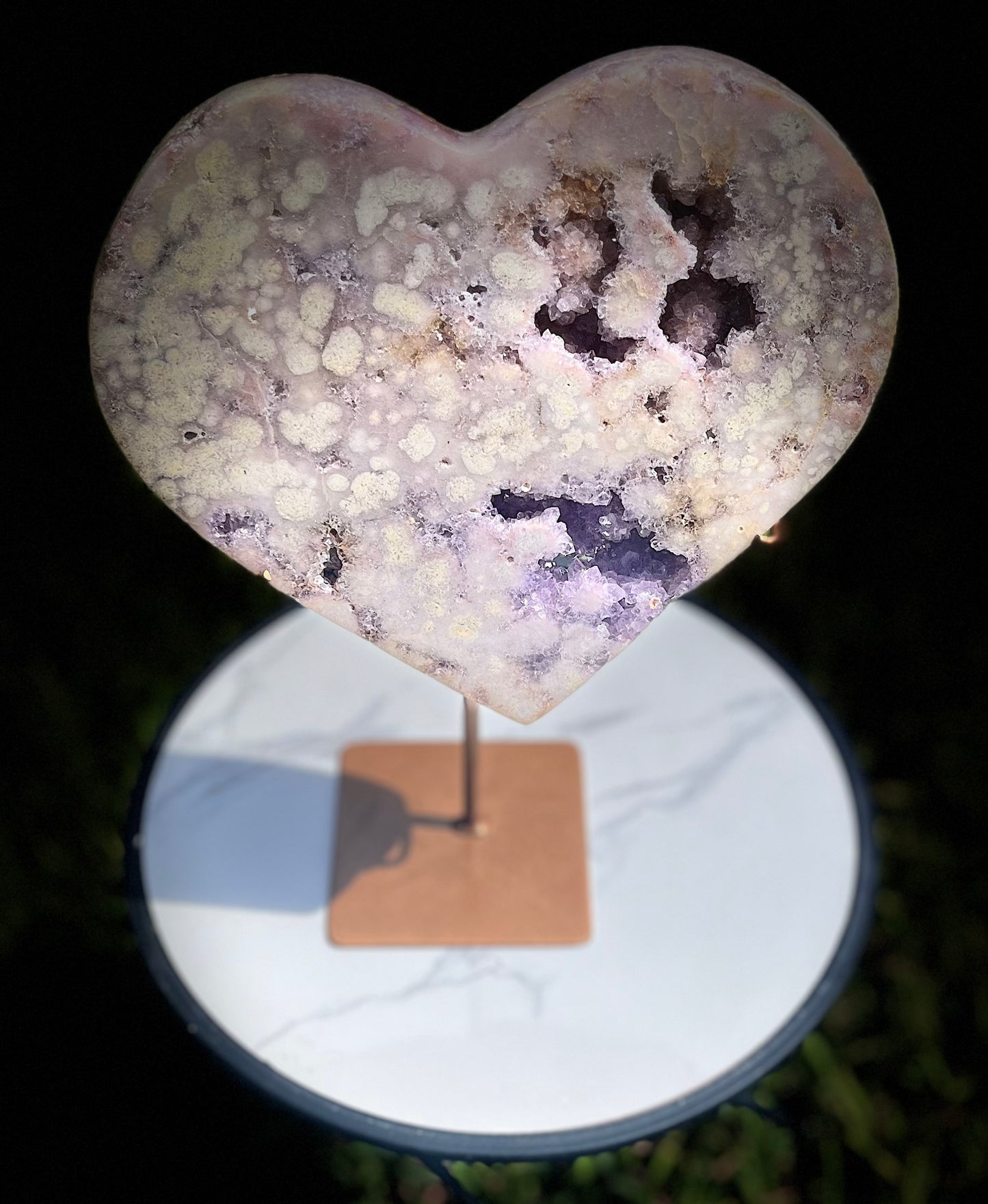 XXL Pink Amethyst with Druzy Amethyst Heart