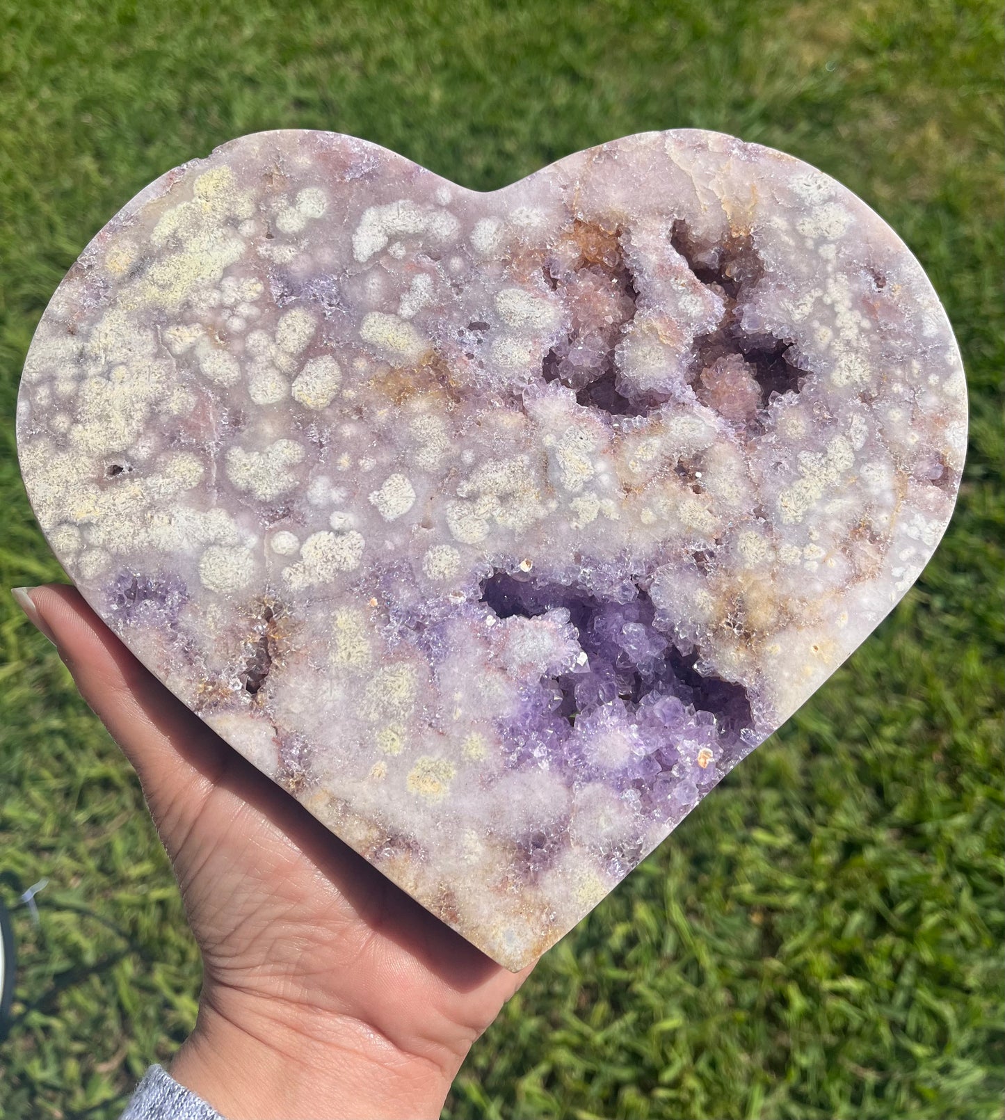 XXL Pink Amethyst with Druzy Amethyst Heart