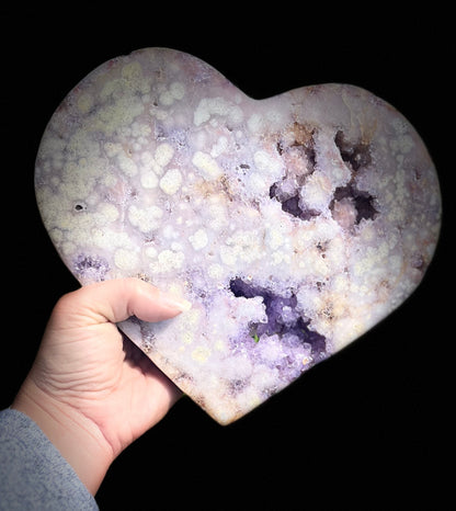 XXL Pink Amethyst with Druzy Amethyst Heart