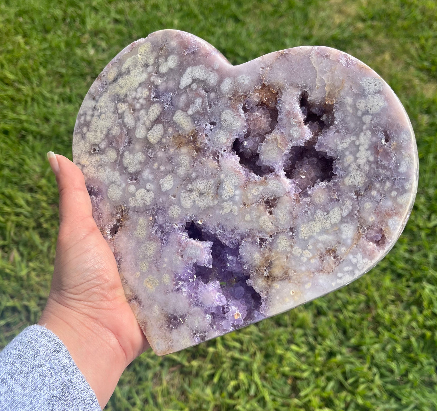 XXL Pink Amethyst with Druzy Amethyst Heart