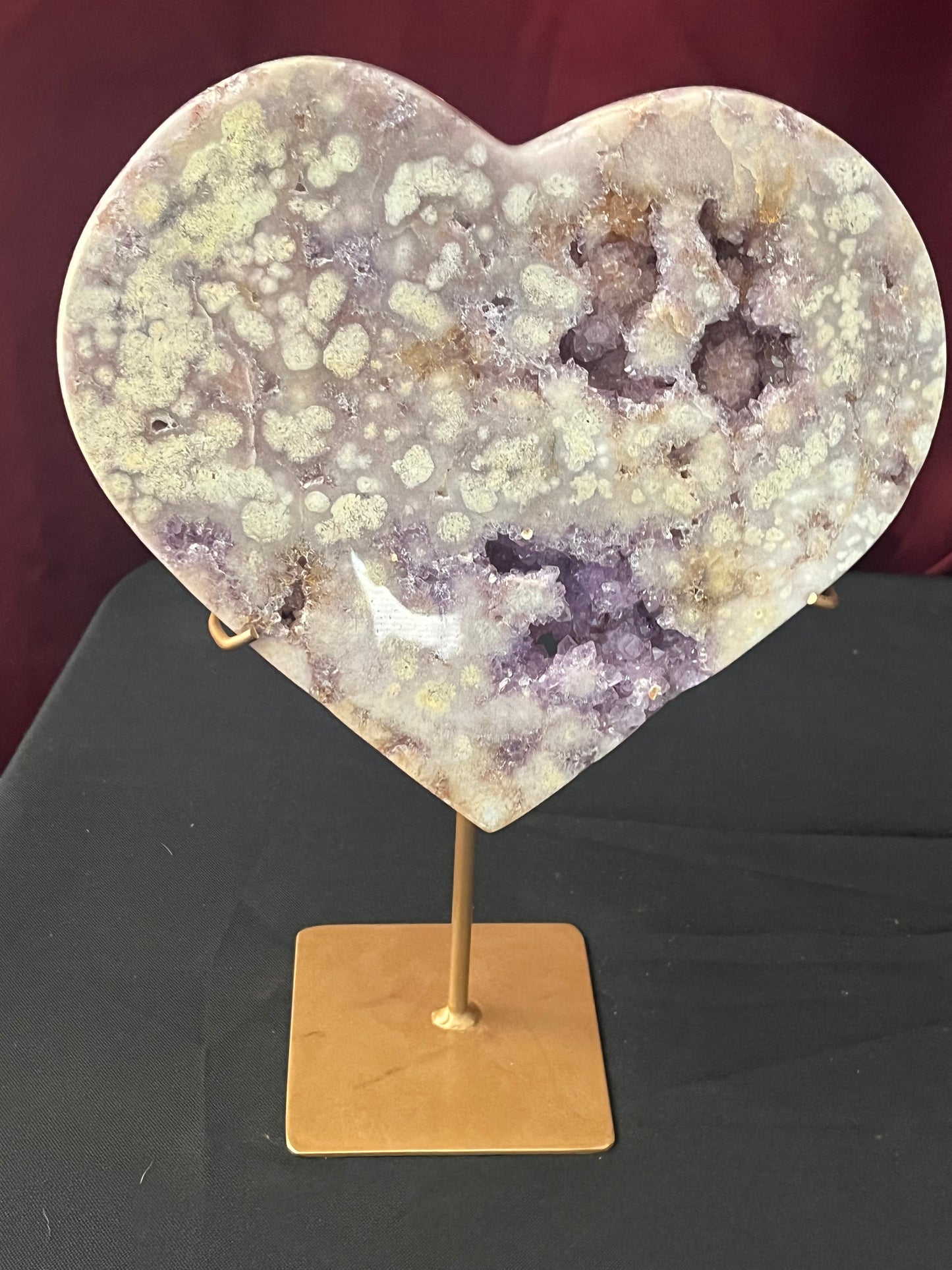 XXL Pink Amethyst with Druzy Amethyst Heart