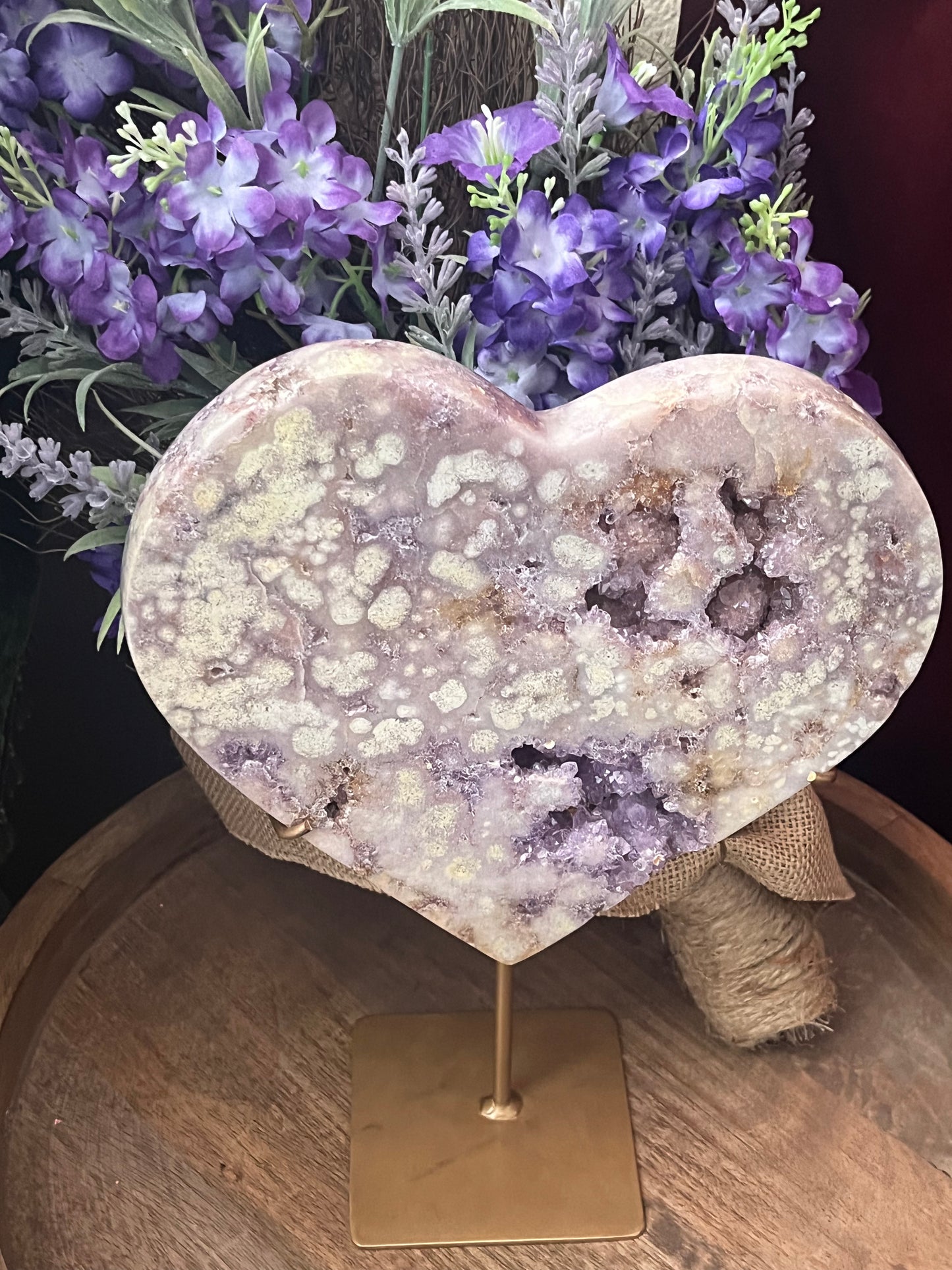 XXL Pink Amethyst with Druzy Amethyst Heart