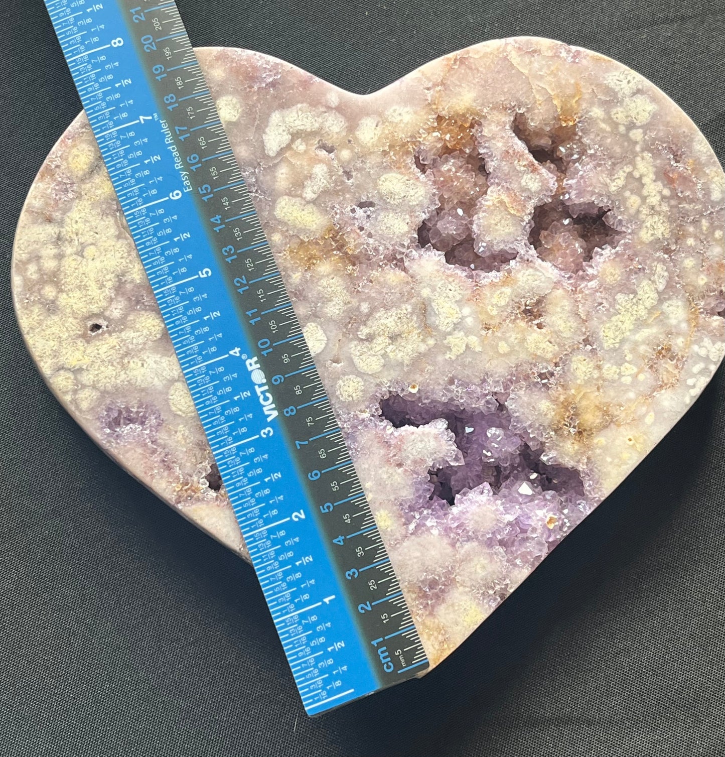 XXL Pink Amethyst with Druzy Amethyst Heart