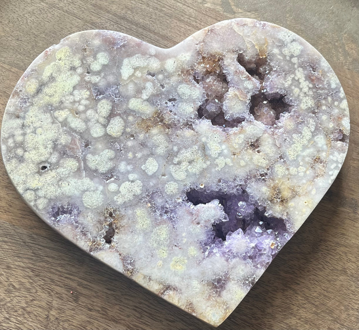 XXL Pink Amethyst with Druzy Amethyst Heart