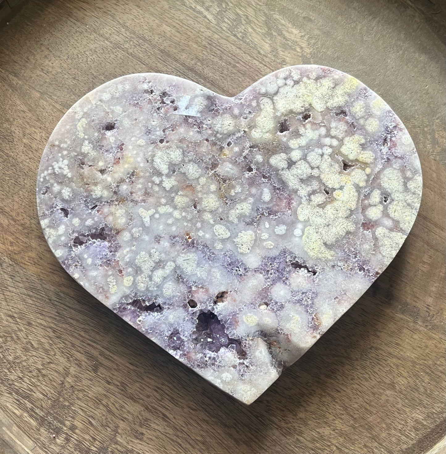 XXL Pink Amethyst with Druzy Amethyst Heart