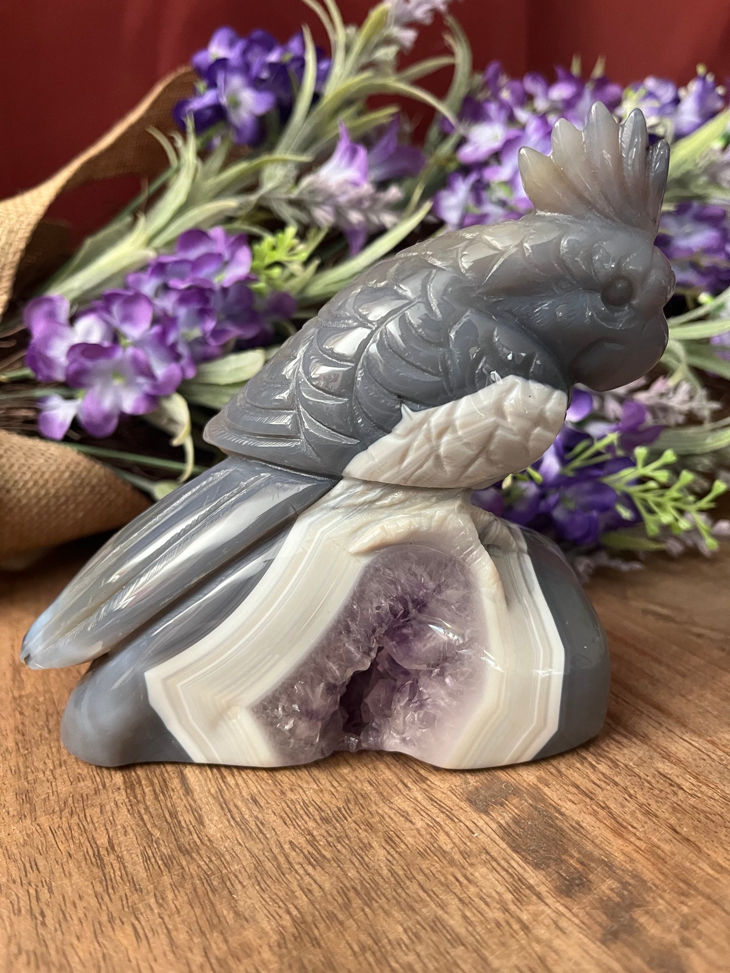 Agate and Amethyst Cockatoo Bird (XL) from Brazil