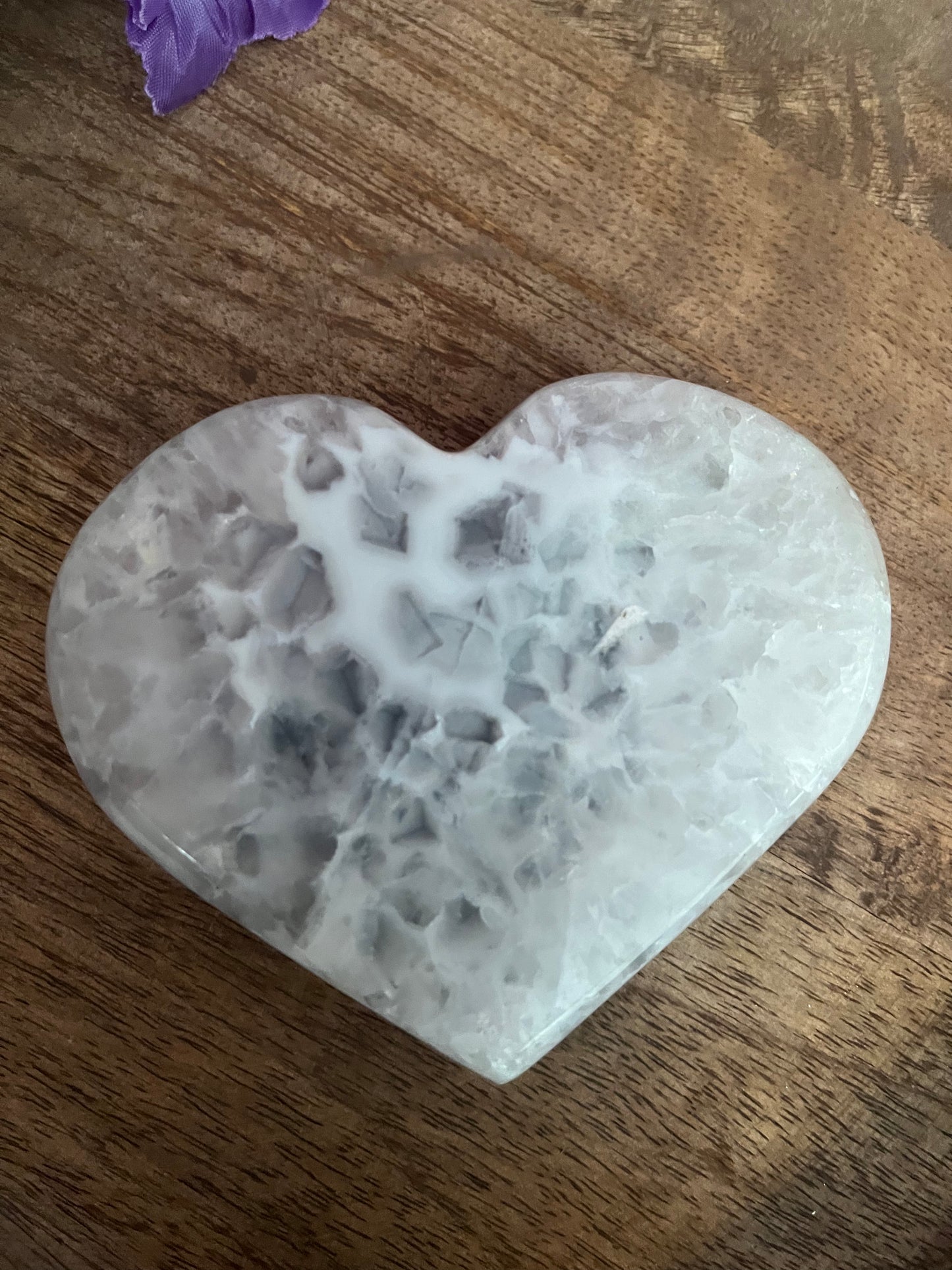 White Agate Heart on Stand