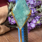 High Quality Green Fluorite Diamond on Gold Stand (sm)