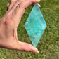 High Quality Green Fluorite Diamond on Gold Stand (sm)