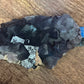 Rare Teal Blue with Purple Border Fluorite Specimen with Peach Stilbite